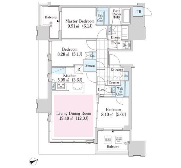 大崎ガーデンレジデンス 1603号室間取り図