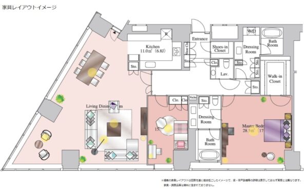 セントラルパークタワー・ラ・トゥール新宿　3909号室　間取り図